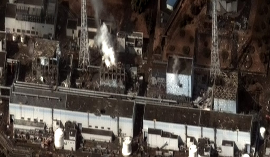 Aerial view of the Fukushima Daiichi Nuclear Power Plant, March 16, 2011. Photo courtesy of Digital Globe/Wikimedia Commons.